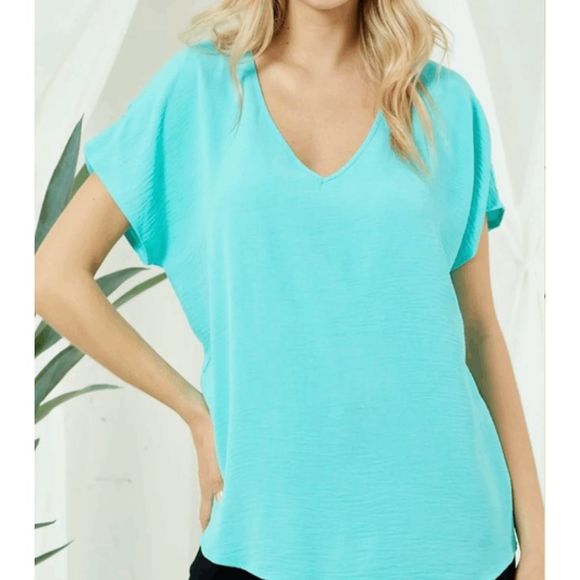 Esprit NWT Italian Bright Blue Flutter Tye Sleeve Blouse, Size 6 - Picture 14 of 14